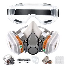 Respirator Reusable Half Face Cover Gas Mask with Safety Glasses, Filter... - $1,001.42 MXN
