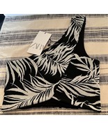 ZARA Black White Palm Leaf Design One Shoulder Strap Crop Top Sz S-New - £13.72 GBP