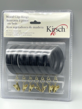Kirsch Black Wood Clip Rings 1 3/8&quot; Pole Curtain Hanging 7 Total Clips D... - £12.44 GBP