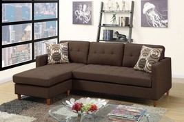 Kassel 2-Piece Reversible Sectional Upholstered in Chocolate Polyfiber - £630.71 GBP