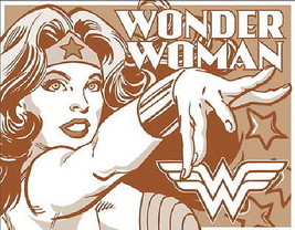 Wonder Woman Comic Art Figure Name &amp; Chest Logo Duotone Tin Sign Poster NEW - £4.74 GBP