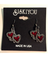 Siskiyou pewter double red heart earrings made in USA New With Tags vint... - £10.02 GBP