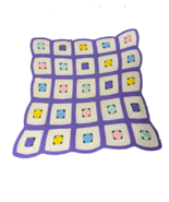 Vtg 70s Mid Century Modern MCM Crochet 3D Flower Floral Throw Blanket 78... - €85,64 EUR