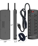 ALESTOR Surge Protector with 12 Outlets and 4 USB Ports, 6 Feet Extensio... - £29.11 GBP