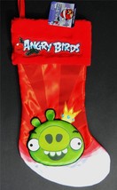 Christmas Stocking Angry Birds Pig Faux Fur Holiday Red Green NEW - $14.50