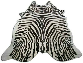 Zebra Print Cowhide Rug: 7.5&#39; X 6.7&#39; Brown Upholstery Zebra Cowhide Rug O-831 - £211.04 GBP