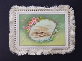 1880 antique victorian BIRTHDAY GREETING CARD fine braided SILK  ♡  - $38.56