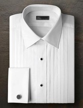 Ike Behar 100% Cotton Regular Collar 1/2&quot; Pleated Tuxedo Shirt with Fren... - £71.01 GBP