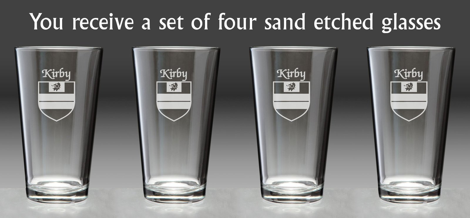 Kirby Irish Coat of Arms Pint Glasses Set of 4