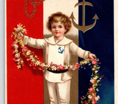 Memorial Decoration Day Postcard Ellen Clapsaddle Patriotic Boy Sailor Suit 2935 - £30.75 GBP