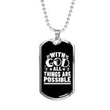 Things Are Posible White Christian Necklace Stainless Steel or 18k Gold Dog Tag - £38.16 GBP+