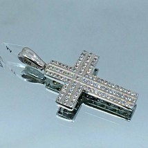 Women&#39;s Greek Handmade 14k White Gold Cross Pendant with Cubic Zirconia ... - £289.87 GBP