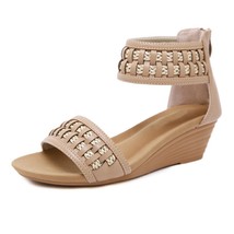 YAERNI Women Elegant Comfort Sandals Ankle Wrap Bohemia Sandals Boho Shoes Summe - £38.04 GBP