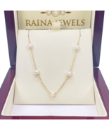 22ct Gold Pearl Necklace Nine Freshwater Pearl Cable Chain 16 inches - $12,021.80 MXN