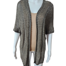 Eileen Fisher Small Bronze Variegated Links Sparkle Oval Sweater Cardigan - $43.14