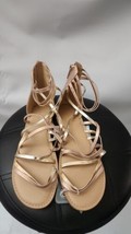 Cat &amp; Jack Dion Big Girls&#39; Size 5 Pink Rose Gold Strappy Gladiator Sandals - $13.85
