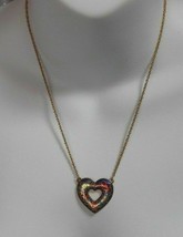 Vintage Avon Multi-color Cloisonne&#39; Enamel Floral Heart Pendant Necklace - £13.37 GBP