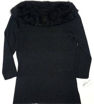 NY Collection Women Eyelash-Detail Off-The-Shoulder Glittery Black Sweat... - $19.99