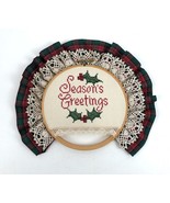 Seasons Greetings Counted Cross Stitch Wood Embroidery Hoop Lace Fabric ... - £11.83 GBP