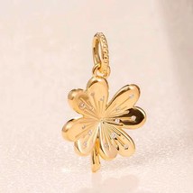 14k gold plated Four Leaf Clover Dangle Charm Fits Bracelets Necklace Pe... - £13.02 GBP