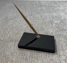 Vintage Sheaffer Desk Set J09 Black Onyx Gold Tone Pen Brass Mid Century... - $49.49