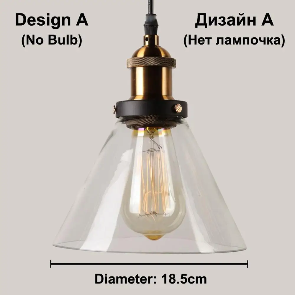 Vintage Dining Gl Hanging Russia Loft Luminaire  room Pendant Lamp with Clear Gr - $165.71