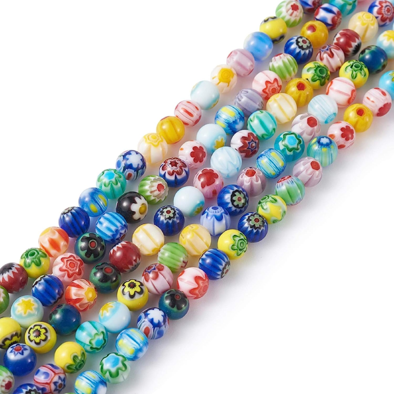 Fashewelry 325Pcs 6Mm Tiny Millefiori Glass round Ball Beads Mixed Colors Mosaic - $21.04