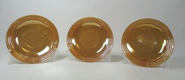 3 Vtg Fire King Oven Ware Pearl Peach Luster 6 inch Saucers - £15.63 GBP
