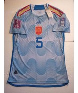 Sergio Busquets Spain 2022 World Cup Match Slim Blue Away Soccer Jersey ... - $80.00