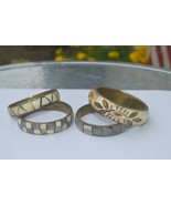Lot of 4 Vintage India Bone Brass  Bangle Bracelets - $31.79 CAD