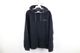 Vintage Columbia Mens Size Medium Faded Spell Out Hoodie Sweatshirt Black - £39.47 GBP