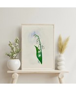 Original Watercolor Painting Of May Birth Month Flower, Lilly of the Valley - $45.54