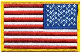 reverse USA Flag Patch embroidered 3 3/8&quot;x2&quot; jacket vest u.s. HEROS PRID... - $16.32