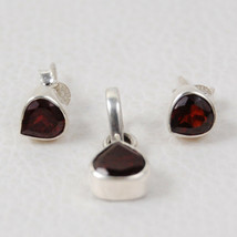 925 Sterling Silver Ruby Quartz Gemstone Handmade Necklace Earrings Gift SET1009 - £27.87 GBP