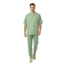Men MONTIQUE 2pc Walking Leisure Suit Matching Set Short Sleeves 696 Apple Green image 7