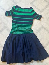 Lauren Ralph Lauren Fit And Flare Dress Womens Medium Knit Blue Green St... - $27.76