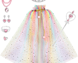 Princess Cape Set 7 Pieces Girls Princess Cloak with Tiara Crown, Wand f... - $35.96