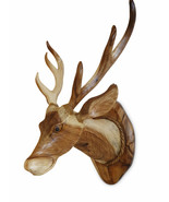 Antler Cervi 70 CM Testa Corna Decorazione Legno Massiccio Intagliato Tr... - £152.01 GBP