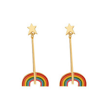 Korean Fashion Personality Geometric Earrings Retro Temperament Metal Rainbow Ea - £19.93 GBP