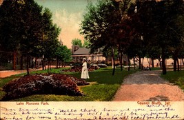 Council Bluffs Iowa~Lake Manawa Park~Lady in Garden~c1907 Postcard BK67 - £7.39 GBP