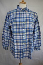 CHAPS Men&#39;s Long Sleeve Blue Plaid Cotton Button Down Shirt L - $16.82