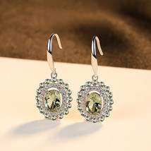 High-End Earrings S925 Silver Ear Hook Earrings Inlaid Olivine Advanced Exclusiv - £30.85 GBP