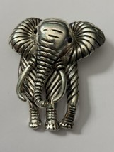 Elephant Brooch Pin Silver Tone HUGE - $18.59