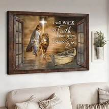 Walking on water Jesus Lion of Judah I will walk by faith Jesus Canvas Wall Art - £18.05 GBP+