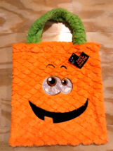 New w/Tag Orange Big Tooth Silly Pumpkin 14x14 Trick Or Treat Bag - Halloween - £10.99 GBP