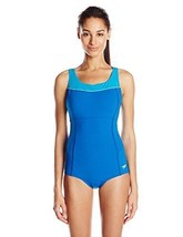 Speedo Women&#39;s High Neck Piped One Piece Fitness Swimsuit, Dusk, Size 6 - £43.33 GBP
