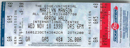 MARILYN MANSON Vintage 1998 ARROW HALL Ticket Stub Toronto The Edge Pres... - $7.49