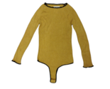 FOR LOVE &amp; LEMONS Knitz Damen Bodysuit Contrast Thread Gelb Größe S KHO1... - $76.07