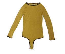 For Love &amp; Lemons Knitz Damen Bodysuit Contrast Thread Gelb Größe S KHO17B101 - £60.10 GBP