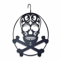 Village Wrought Iron 17 Inch Skull with Cross Bones Hanging Silhouette - $31.24